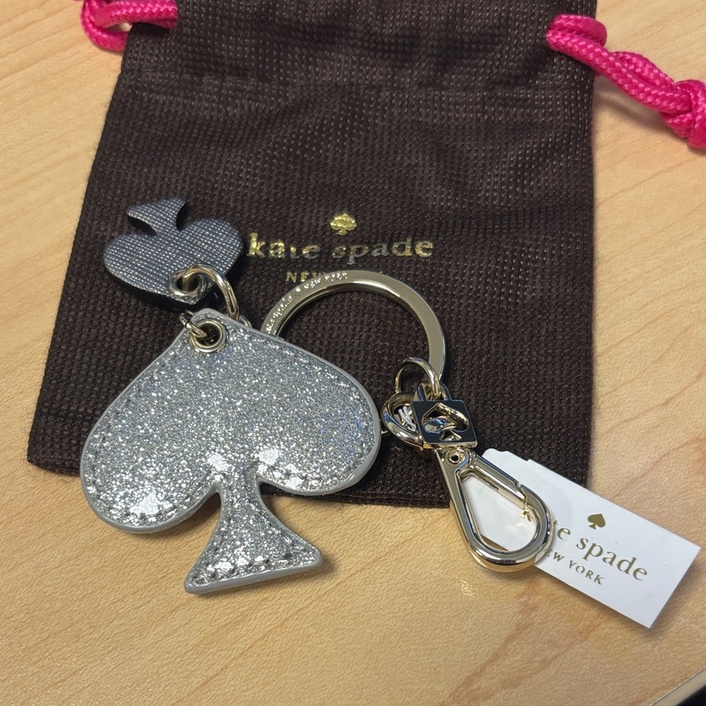 Kate Spade Silver Glitter Spade Key Holder